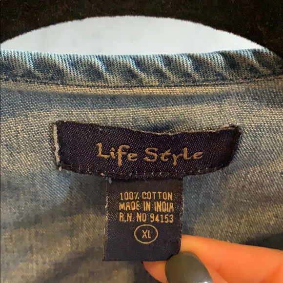 Vintage latticework denim vest Spring trendy sizeL - Picture 3 of 6